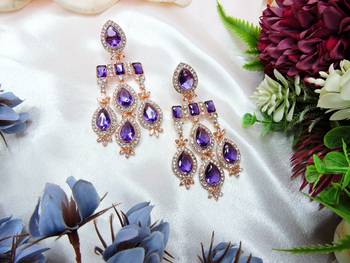 Blue designer premium festive wear necklace set 3