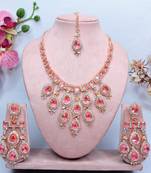 Pink designer premium festive wear necklace set
