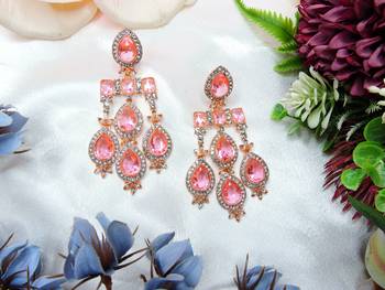 Pink designer premium festive wear earrings 1