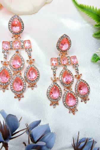 Pink designer premium festive wear earrings
