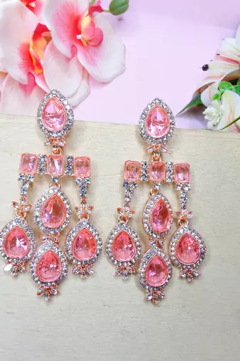 Pink designer premium festive wear earrings