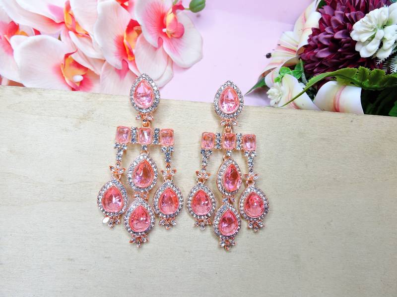 Pink designer premium festive wear earrings