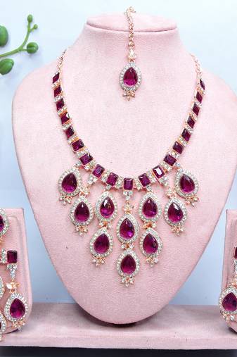 Purple designer premium festive wear necklace set