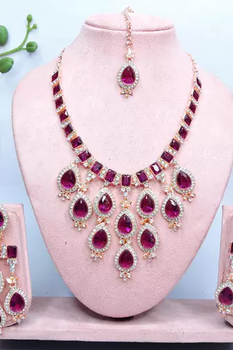 Purple designer premium festive wear necklace set