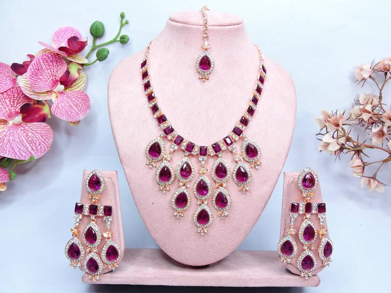 Purple designer premium festive wear necklace set