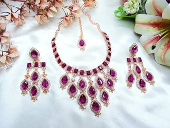 Purple designer premium festive wear necklace set 2