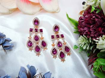Purple designer premium festive wear earrings 1