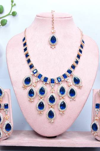 Turquoise designer premium festive wear necklace set