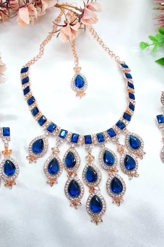 Turquoise designer premium festive wear necklace set