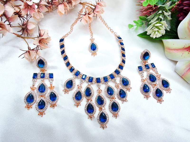 Turquoise designer premium festive wear necklace set