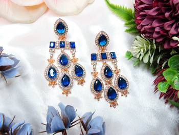 Turquoise designer premium festive wear earrings 1
