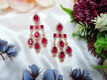Pink designer premium festive wear necklace set 3