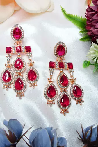 Pink designer premium festive wear earrings
