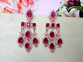 Pink designer premium festive wear earrings 2