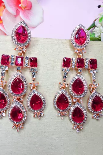 Pink designer premium festive wear earrings