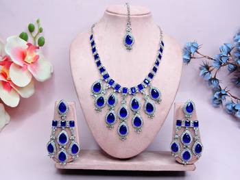 Turquoise designer premium festive wear necklace set 1