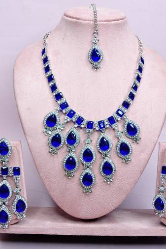 Turquoise designer premium festive wear necklace set