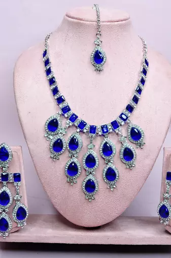 Turquoise designer premium festive wear necklace set