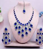 Turquoise designer premium festive wear necklace set