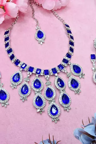 Turquoise designer premium festive wear necklace set