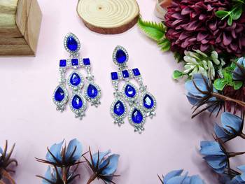Turquoise designer premium festive wear earrings 1