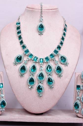 Turquoise designer premium festive wear necklace set