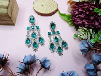 Turquoise designer premium festive wear necklace set 3