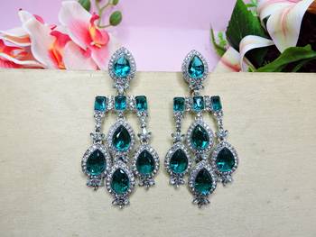 Turquoise designer premium festive wear necklace set 4
