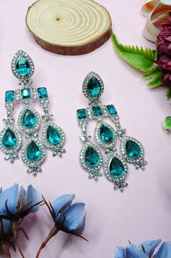 Turquoise designer premium festive wear earrings