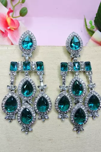 Turquoise designer premium festive wear earrings