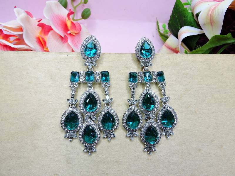 Turquoise designer premium festive wear earrings
