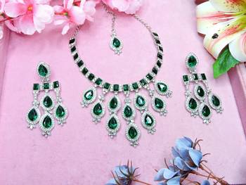 Turquoise designer premium festive wear necklace set 2