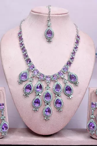 Purple designer premium festive wear necklace set