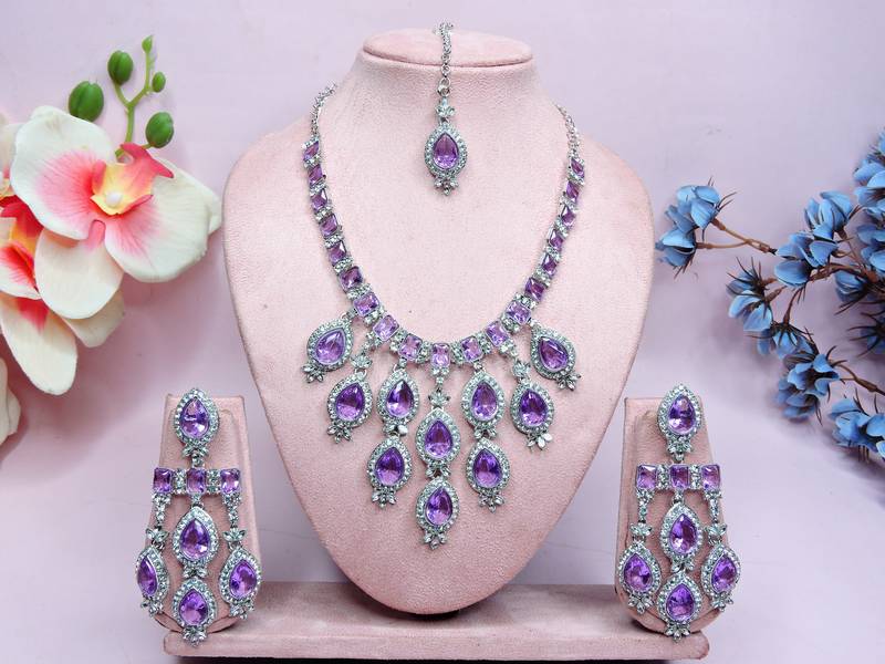 Purple designer premium festive wear necklace set