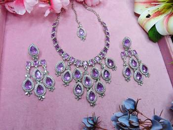 Purple designer premium festive wear necklace set 2