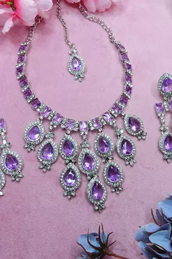 Purple designer premium festive wear necklace set