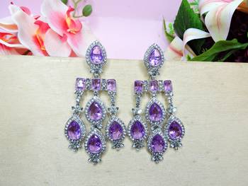 Purple designer premium festive wear earrings 2