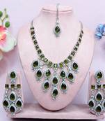 Green designer premium festive wear necklace set