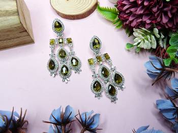 Green designer premium festive wear necklace set 3
