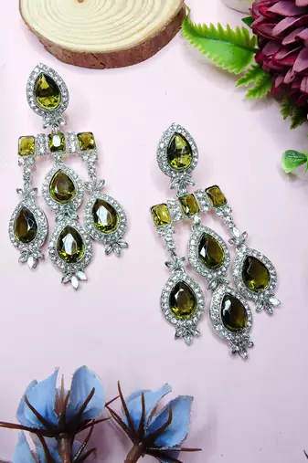 Green designer premium festive wear necklace set