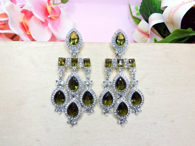 Green designer premium festive wear necklace set