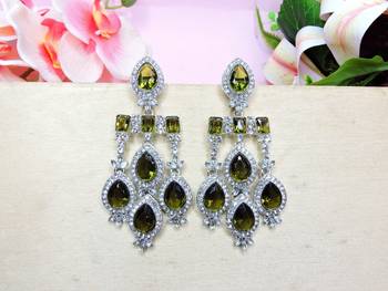 Green designer premium festive wear earrings 2