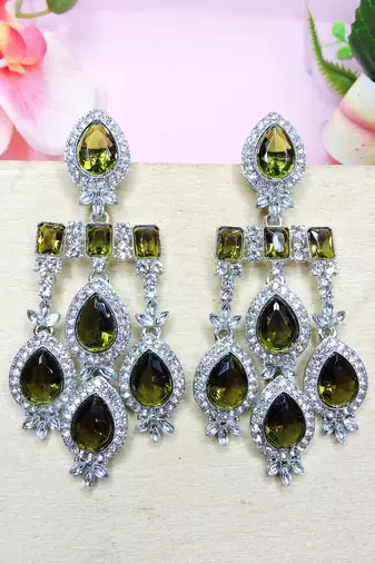 Green designer premium festive wear earrings