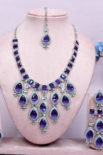 Blue designer premium festive wear necklace set