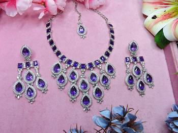 Blue designer premium festive wear necklace set 2