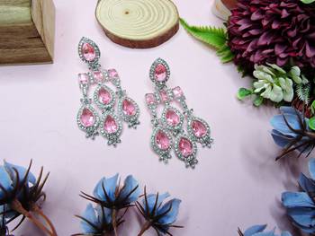 Pink designer premium festive wear earrings 1