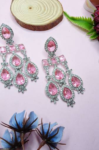 Pink designer premium festive wear earrings