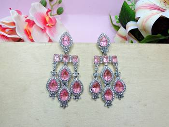 Pink designer premium festive wear earrings 2