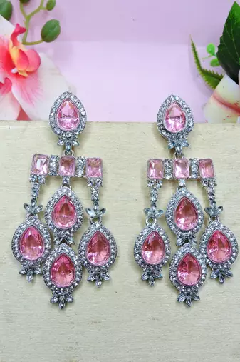Pink designer premium festive wear earrings