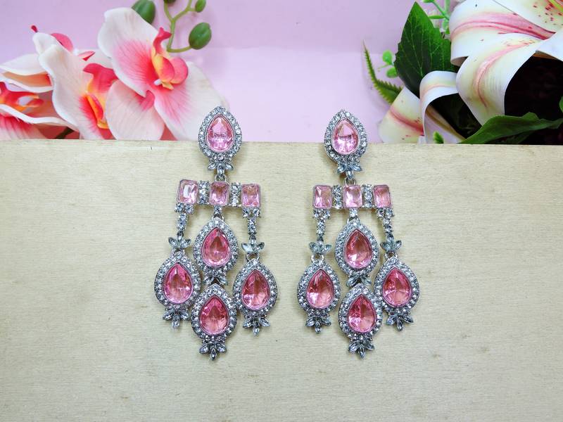 Pink designer premium festive wear earrings